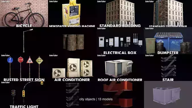 city objects 3D Model Collection