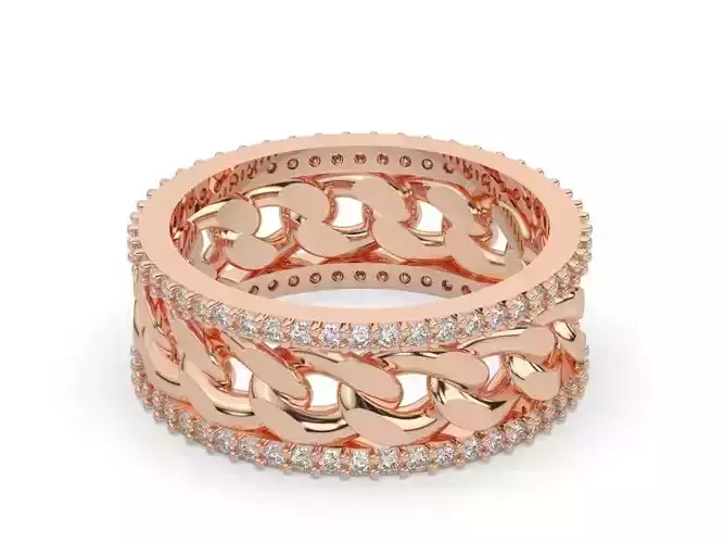 diamond cuban chain ring Silver Gold  Print