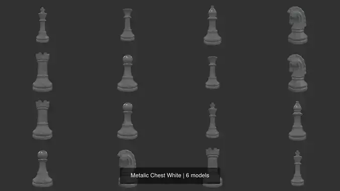 Metalic Chest White 3D Model Collection