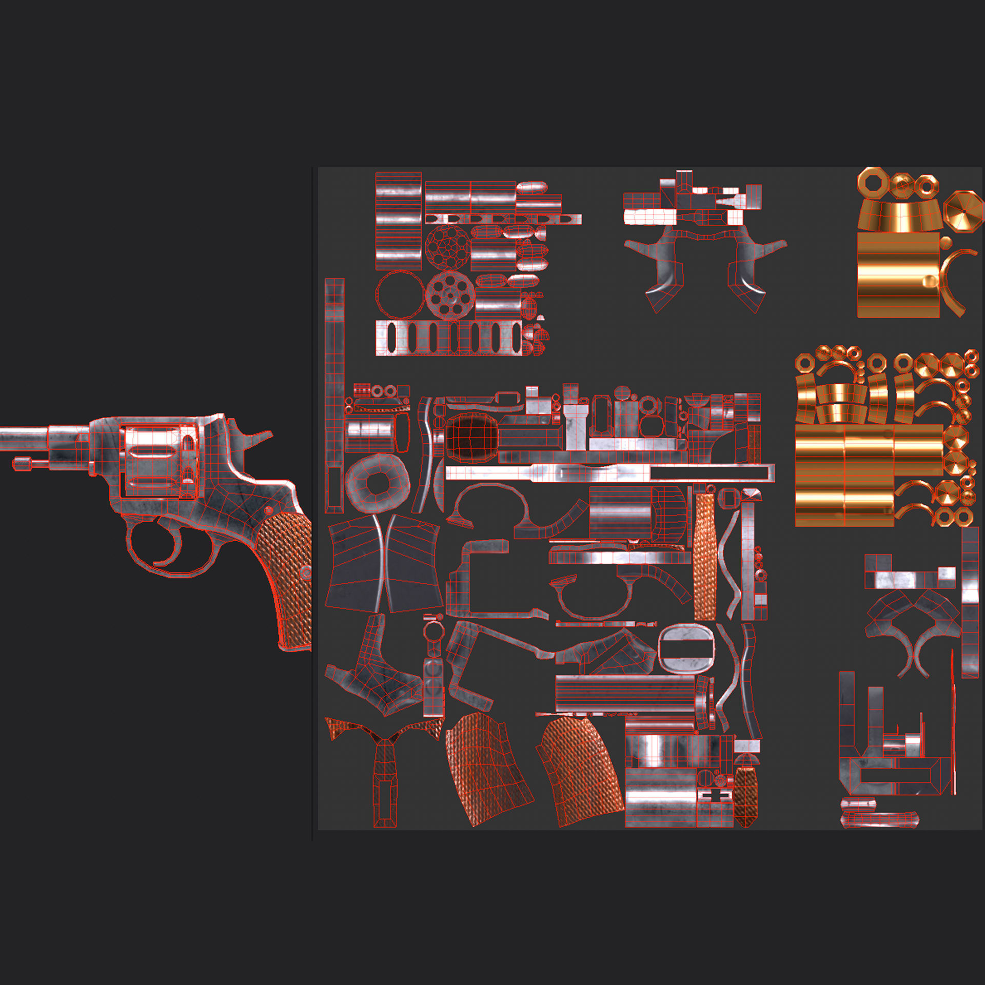 Nagant M1895 Revolver Low-poly 3D model Low-poly 3D model_17