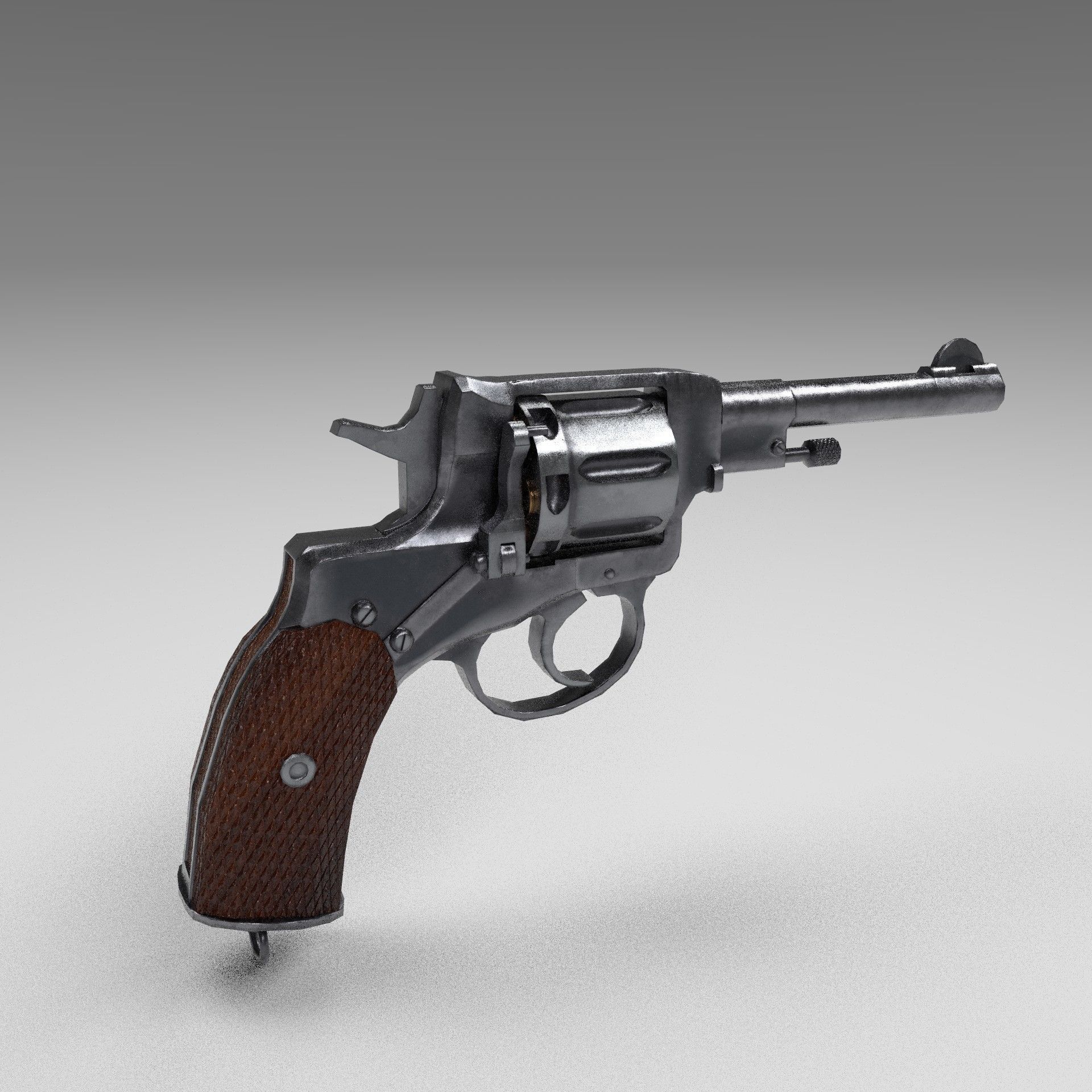 Nagant M1895 Revolver Low-poly 3D model Low-poly 3D model_1