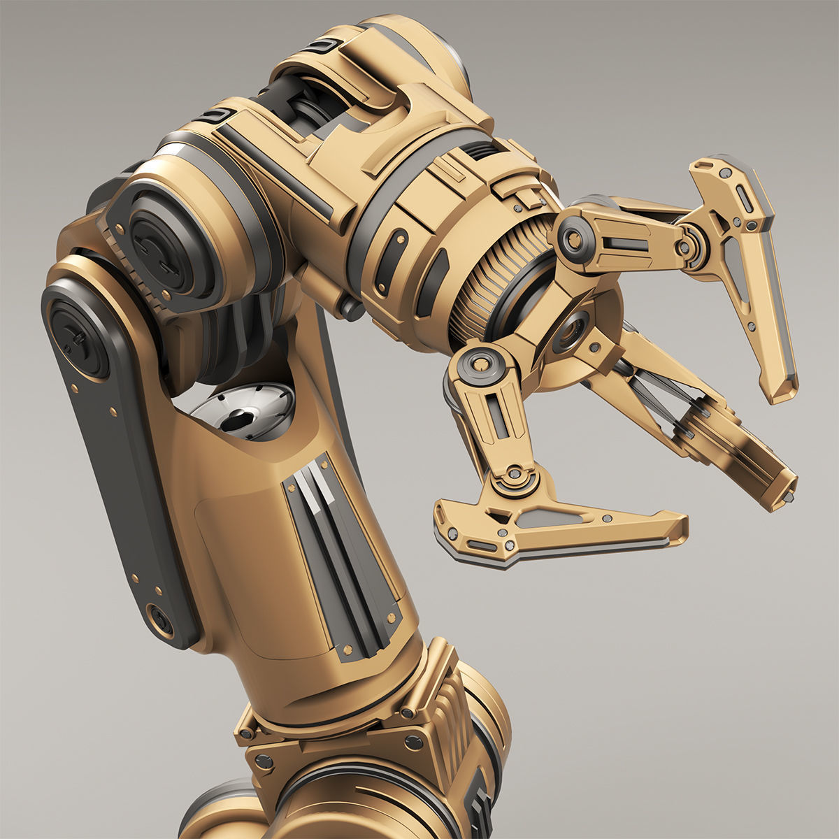 Robot Arm 3 RIGGED and Animated 3D model_8