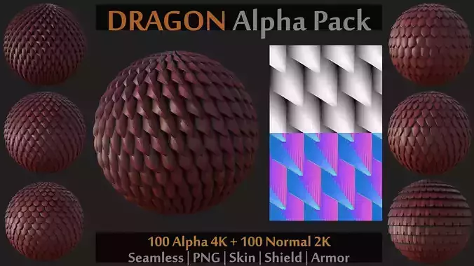 100 Alpha and Normal for Brush on Skin-Shield Zbrush-Blender etc Texture