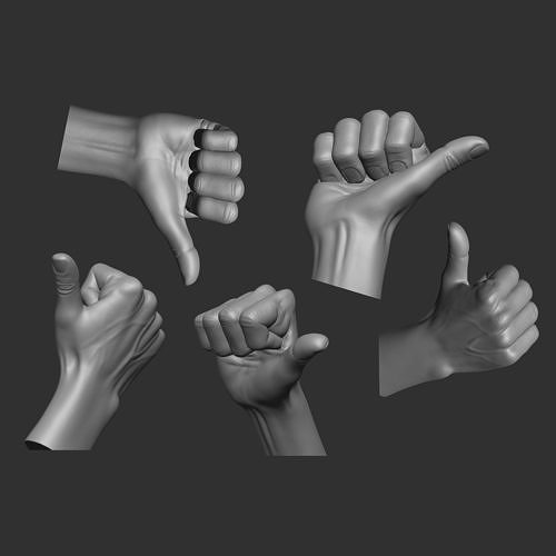 male thumbs up hand posture 3D model