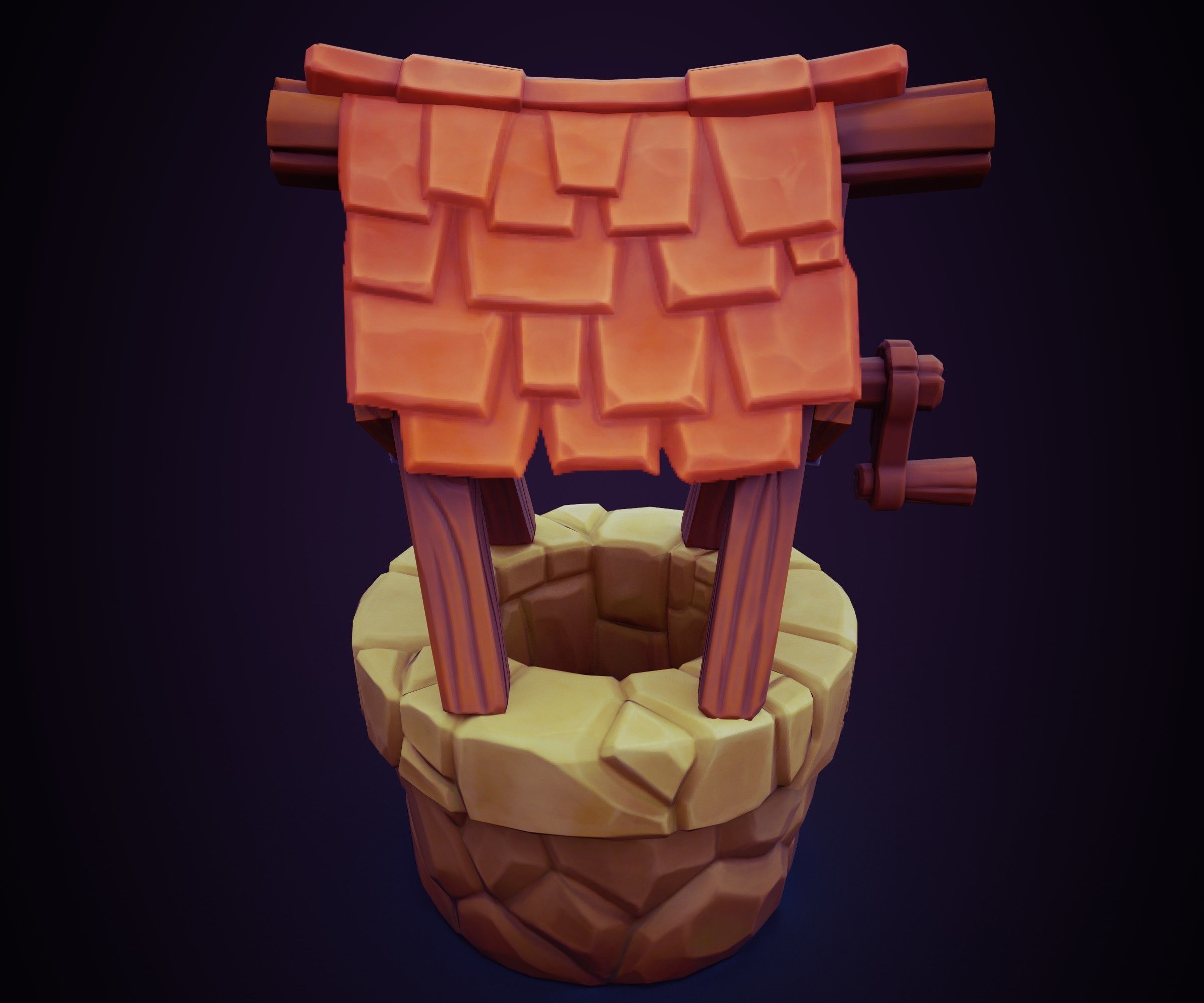 Stylized well  Low-poly 3D model_2