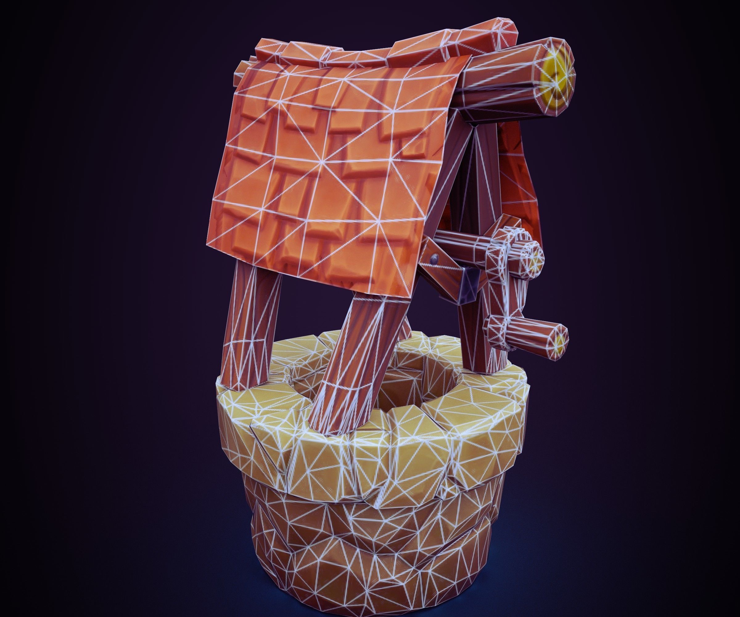 Stylized well  Low-poly 3D model_5