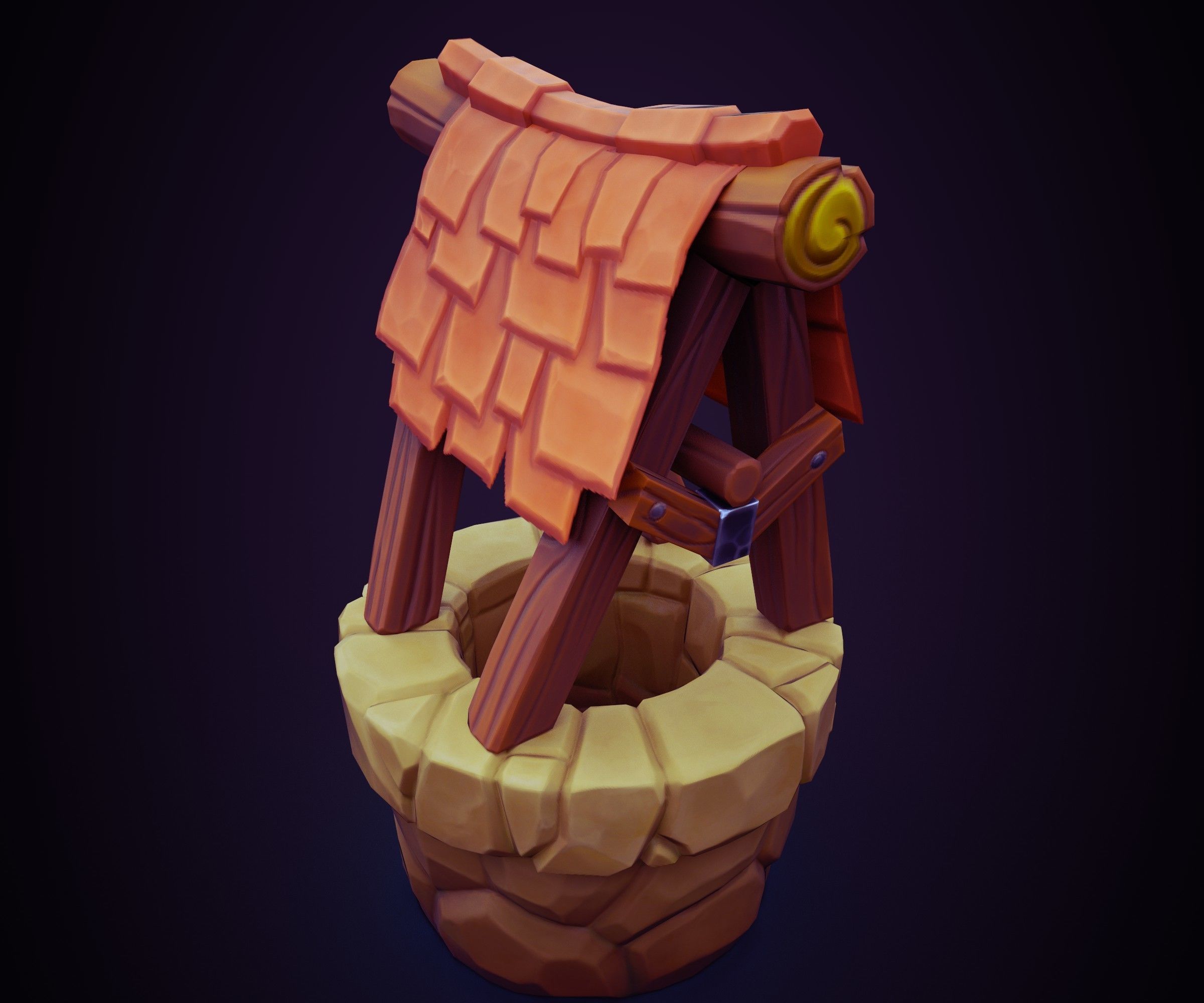 Stylized well  Low-poly 3D model_3