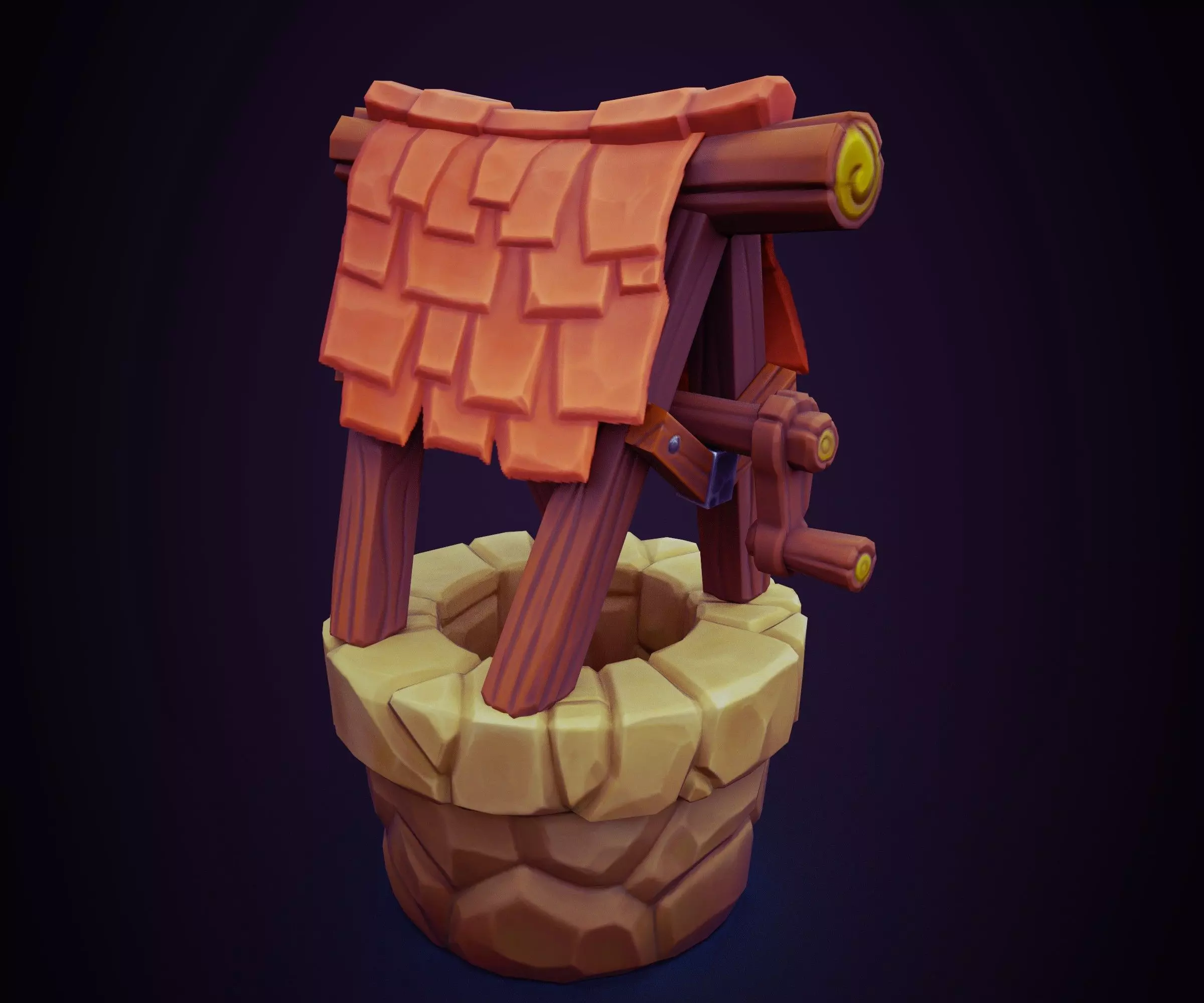 Stylized well  Low-poly 3D model_0