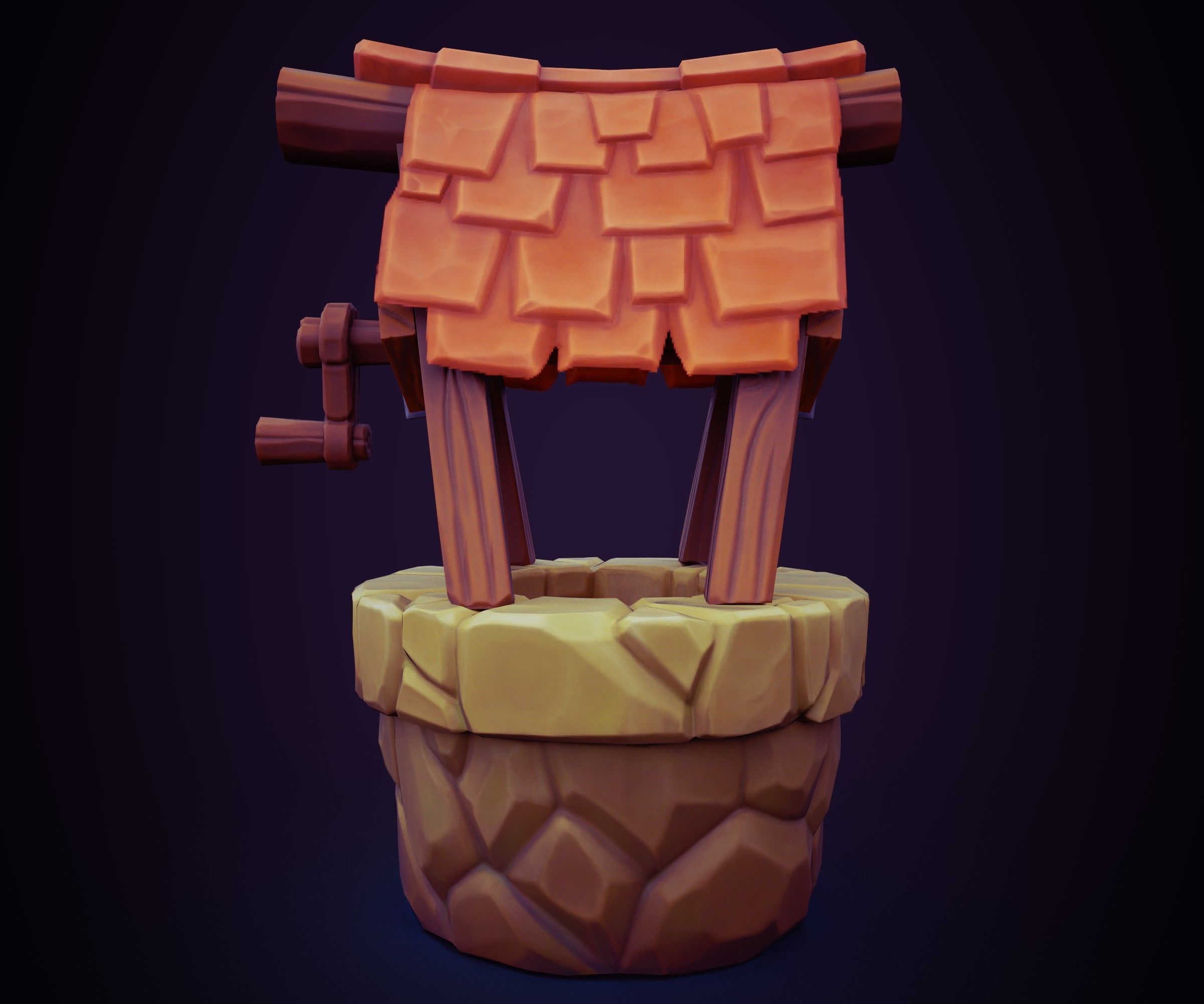 Stylized well  Low-poly 3D model_4