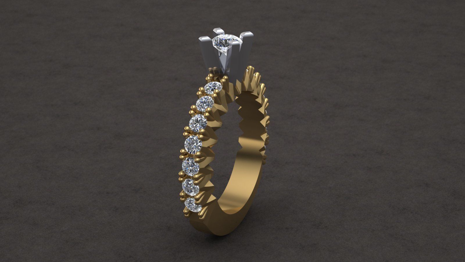 Engagment Diamond Ring  3D print model_3
