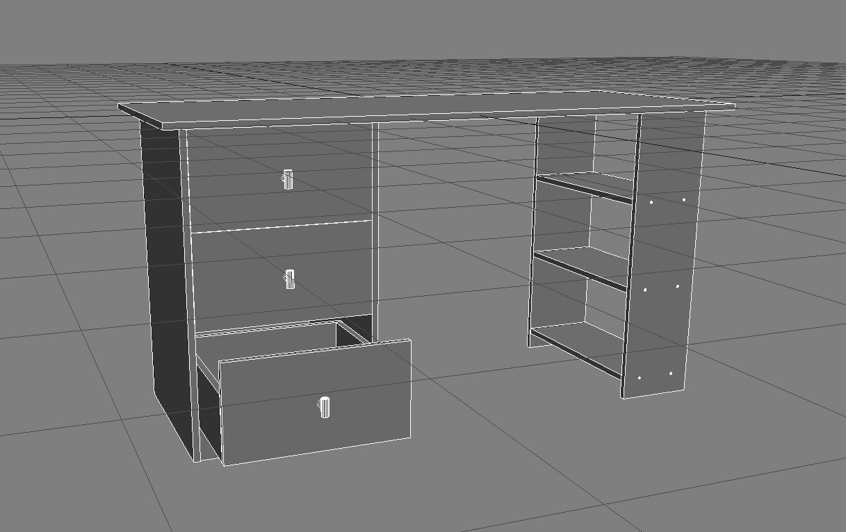 Home Office Desk 3D Model Low-poly 3D model_6