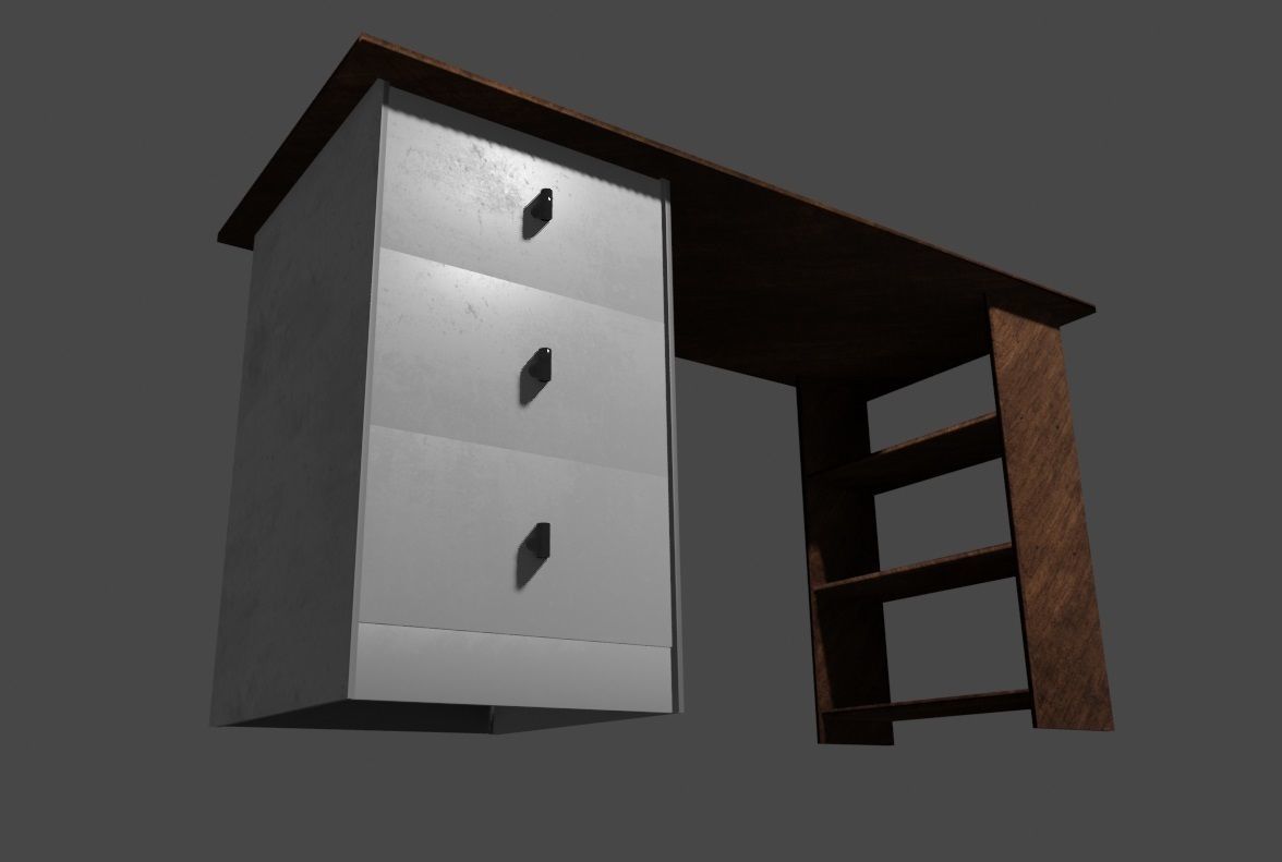 Home Office Desk 3D Model Low-poly 3D model_1