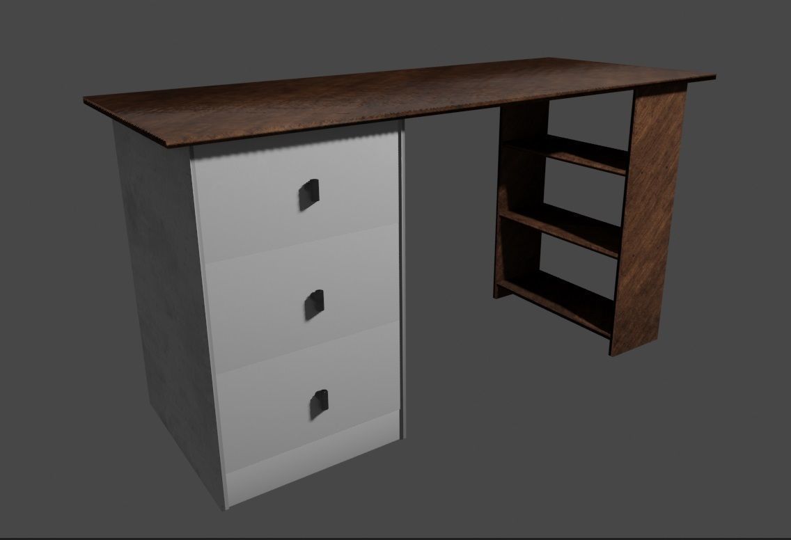 Home Office Desk 3D Model Low-poly 3D model_7