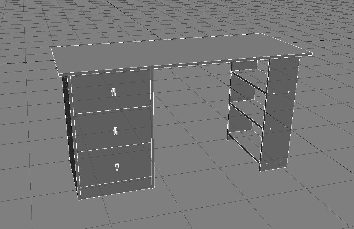 Home Office Desk 3D Model Low-poly 3D model_3