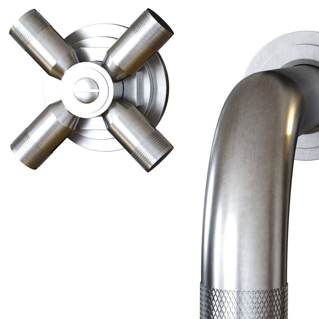 Landmark Industrial wall mounted mixer V717 by Samuel Heath  3D model_3