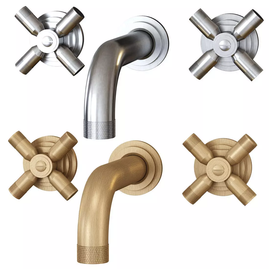 Landmark Industrial wall mounted mixer V717 by Samuel Heath  3D model_0