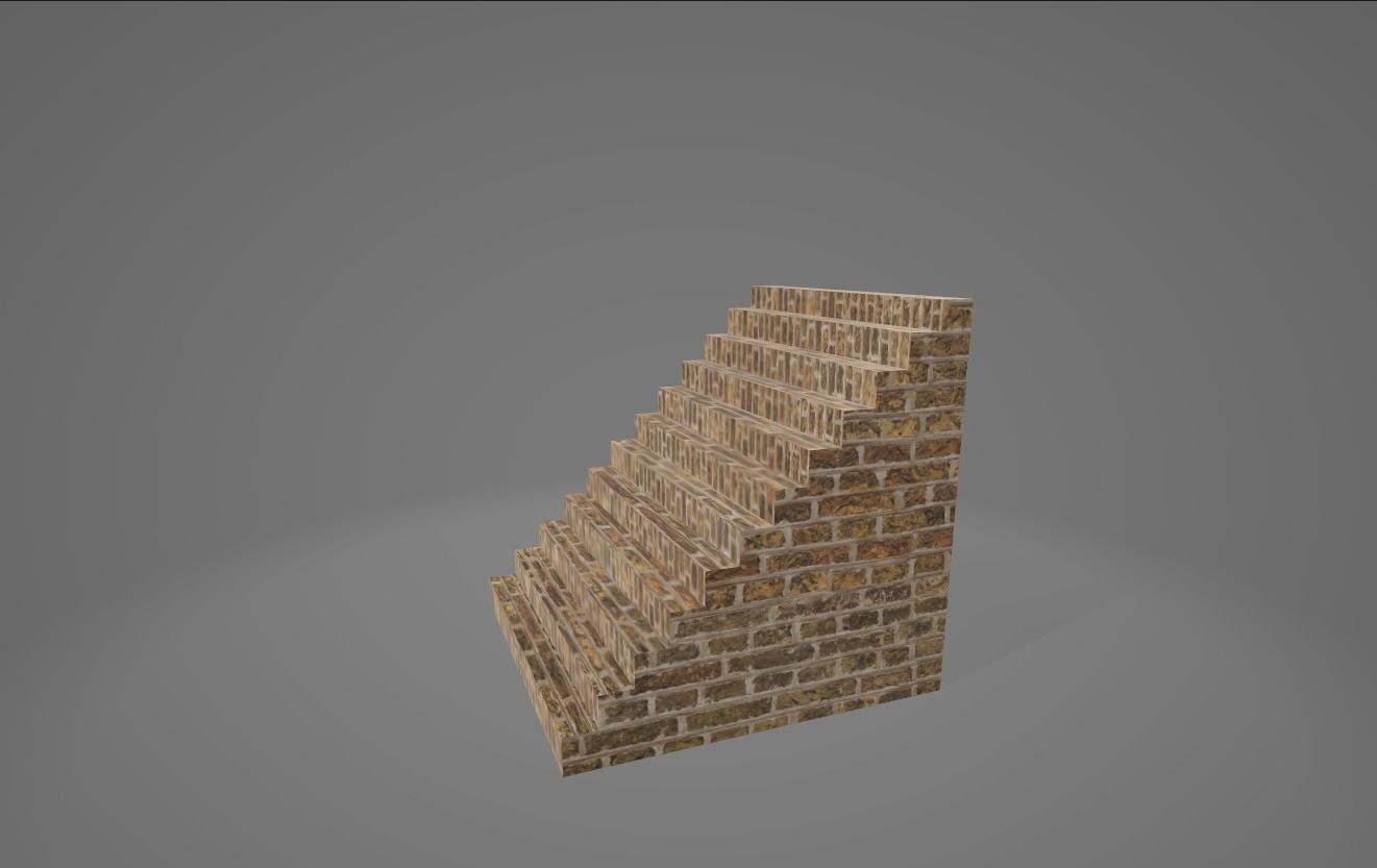 Brick Stairs 12 steps Free low-poly 3D model_1
