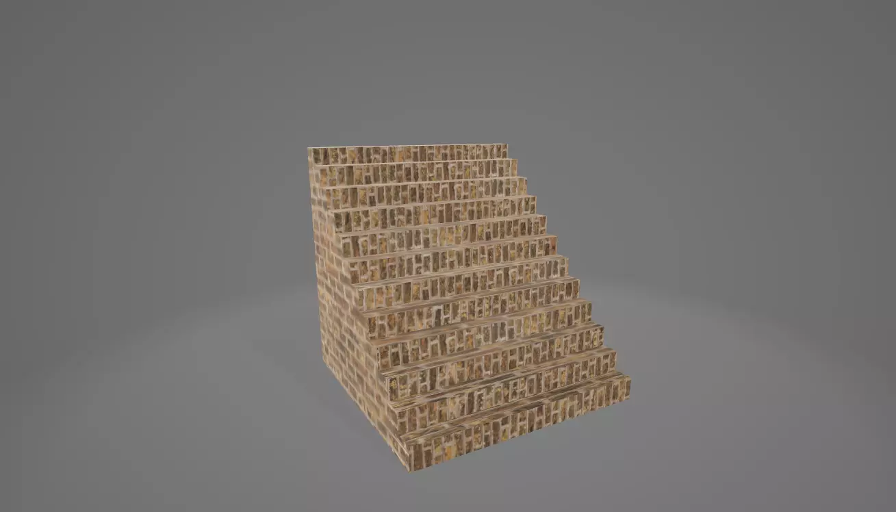 Brick Stairs 12 steps Free low-poly 3D model_0