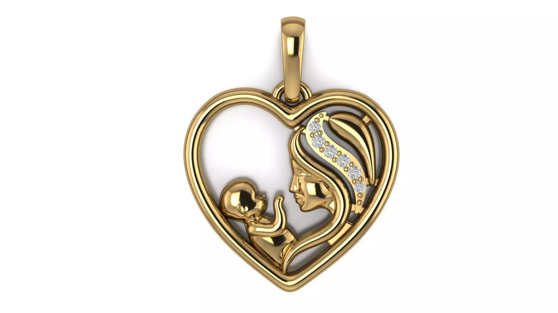 Pendant 3D print model mother and child gold 3D print model