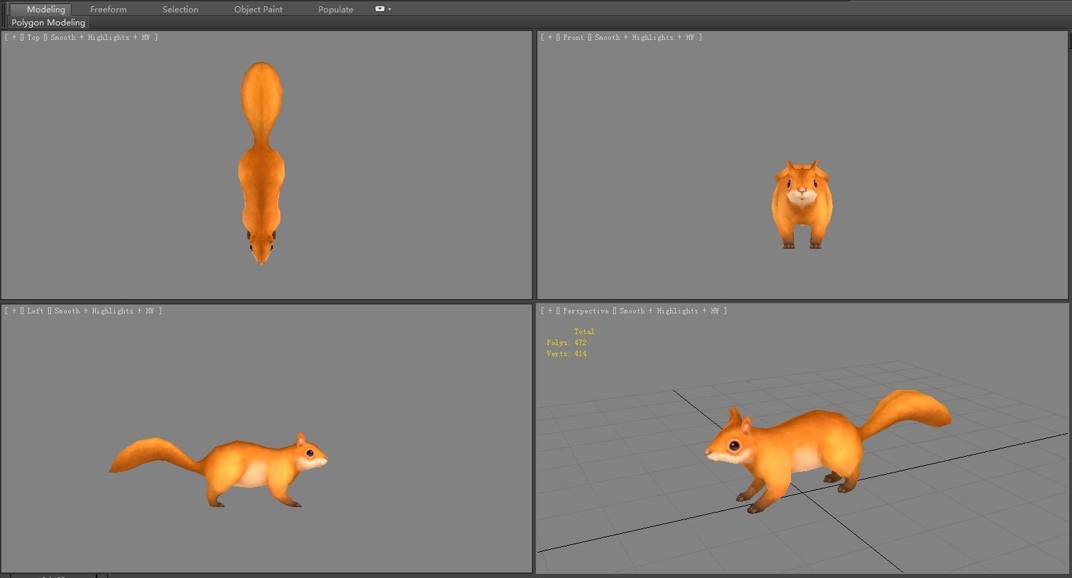 Cartoon squirrel Low-poly 3D model_3