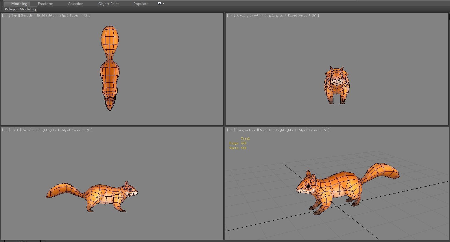Cartoon squirrel Low-poly 3D model_4