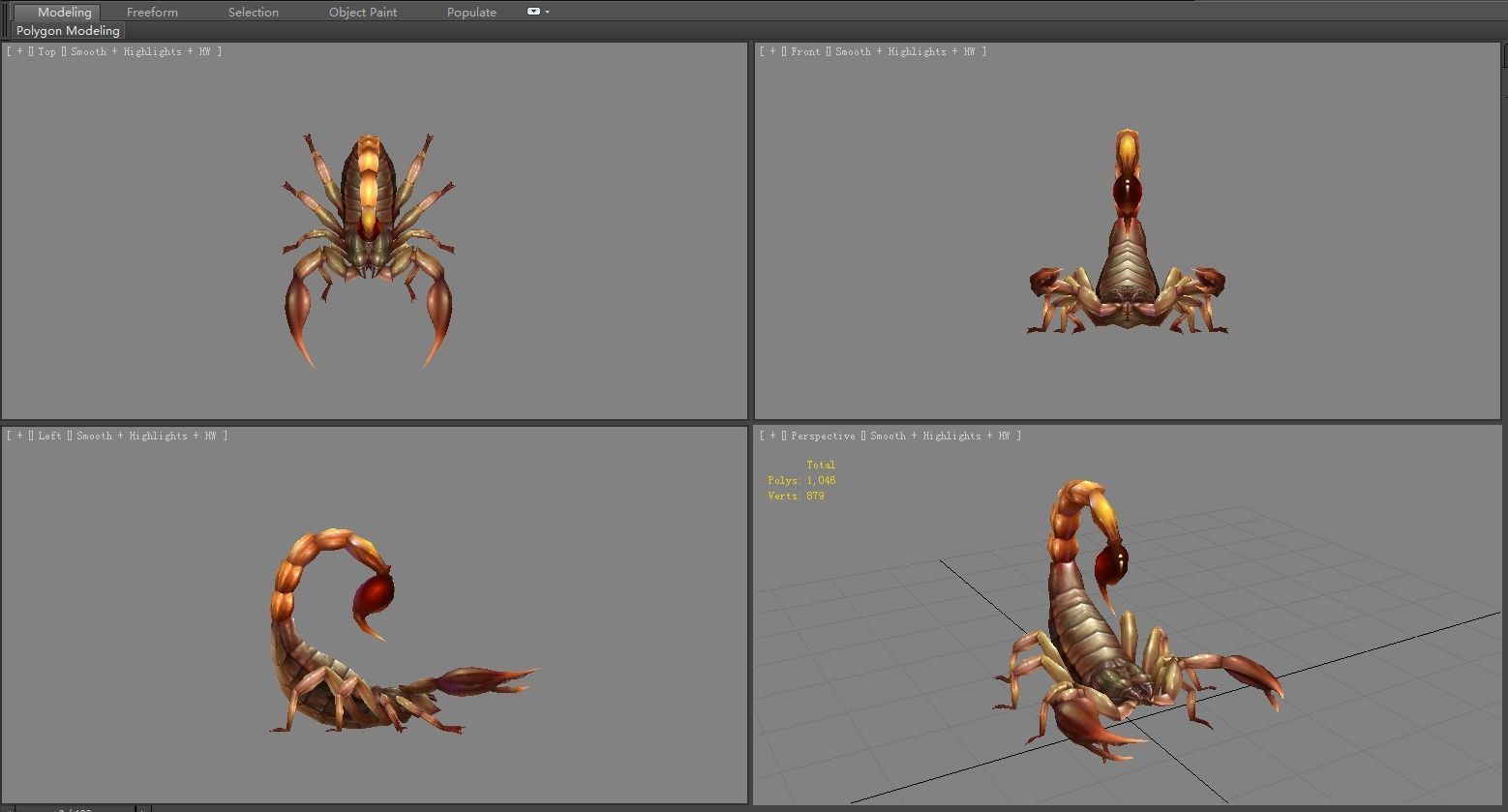 Cartoon scorpion Low-poly 3D model_5