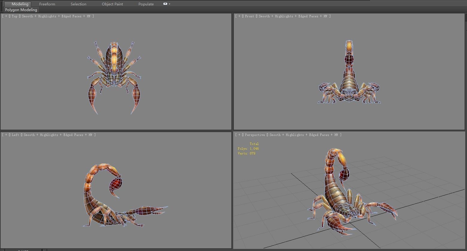 Cartoon scorpion Low-poly 3D model_6