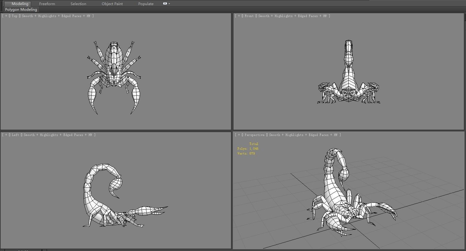 Cartoon scorpion Low-poly 3D model_7