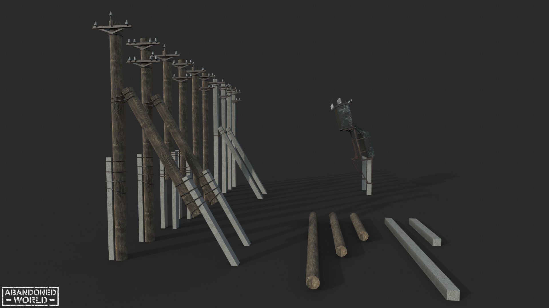 Transformer and Power Line Low-poly 3D model_3