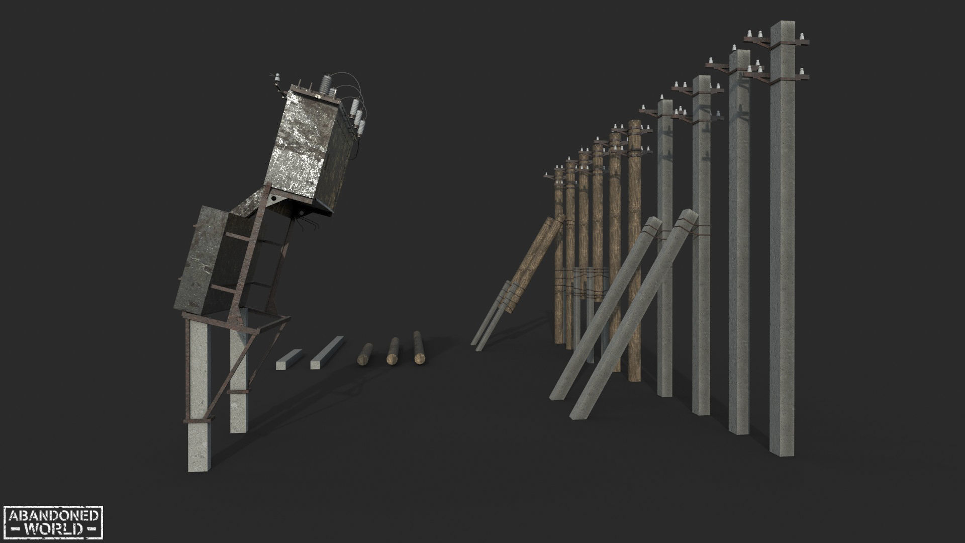Transformer and Power Line Low-poly 3D model_4