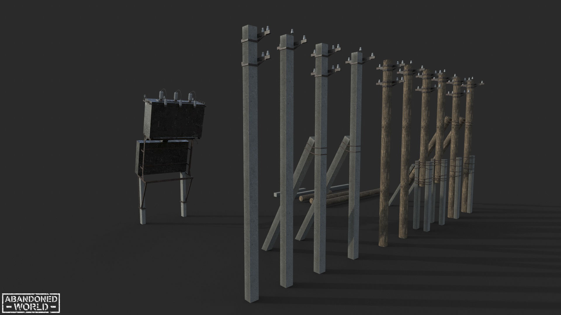Transformer and Power Line Low-poly 3D model_6
