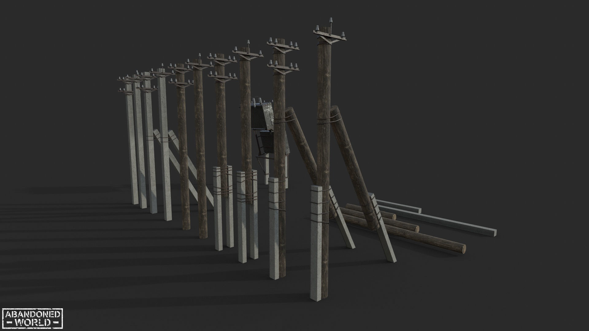 Transformer and Power Line Low-poly 3D model_2