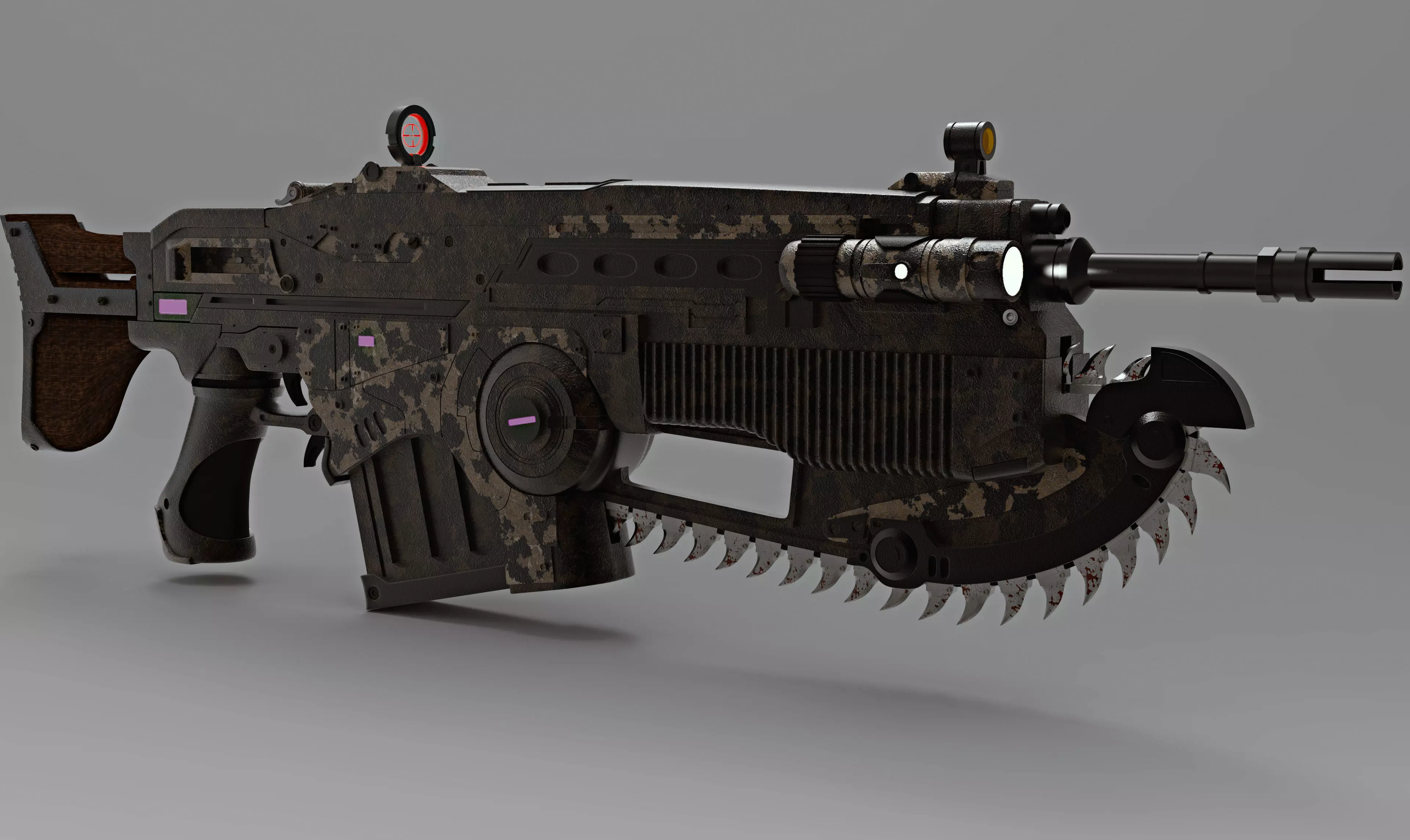 Weapons gun with blade 3D model_0