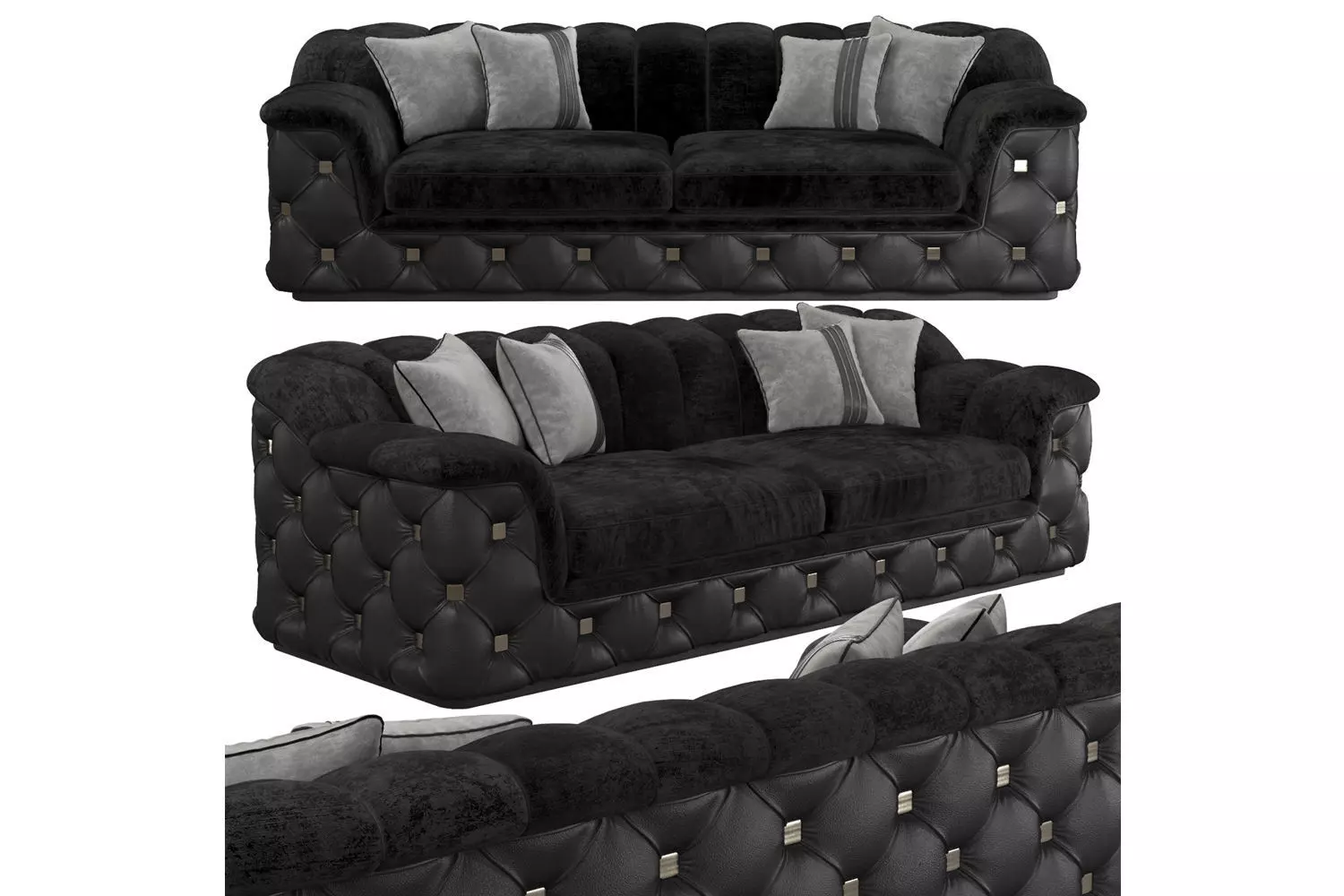 Sofa Hill Gianfranco Ferre black leather 3D model