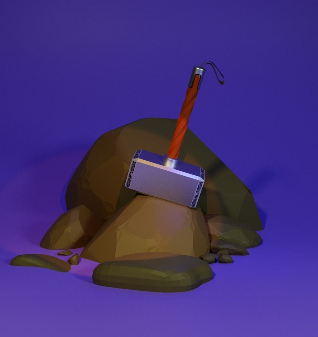 Hummer rock with hammer Free 3D model_4