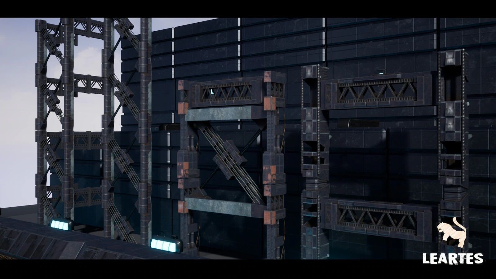 Cyberpunk Futuristic Structures Set 21 Assets  Low-poly 3D model_14