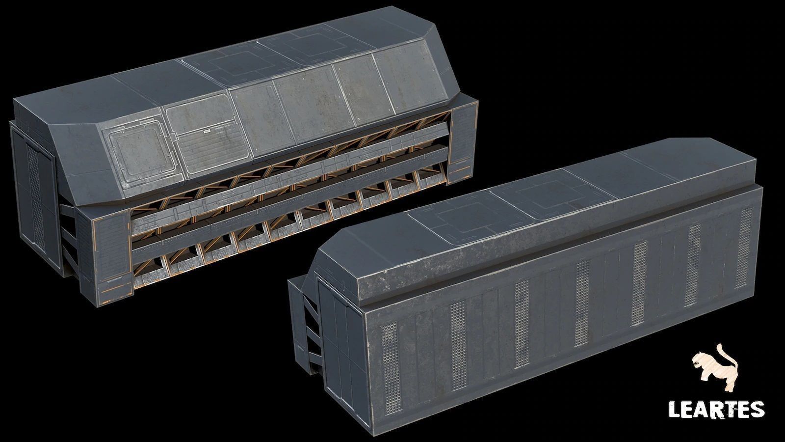 Cyberpunk Futuristic Structures Set 21 Assets  Low-poly 3D model_8