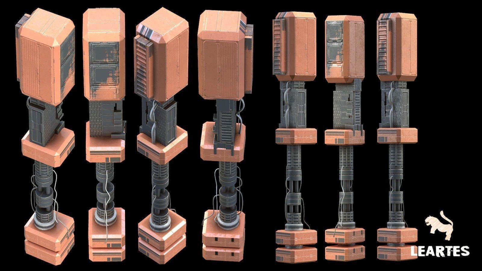 Cyberpunk Futuristic Structures Set 21 Assets  Low-poly 3D model_4