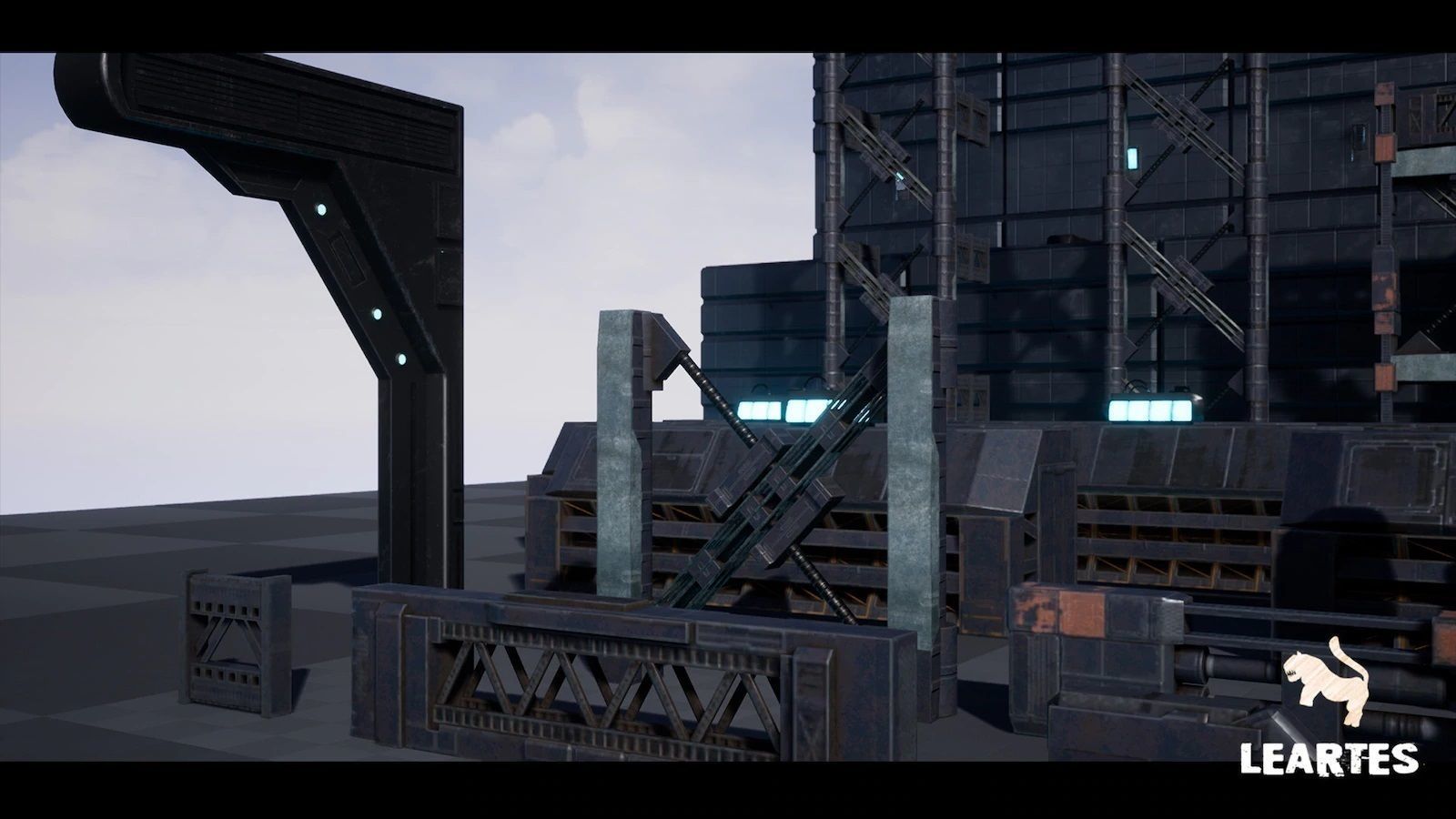 Cyberpunk Futuristic Structures Set 21 Assets  Low-poly 3D model_17