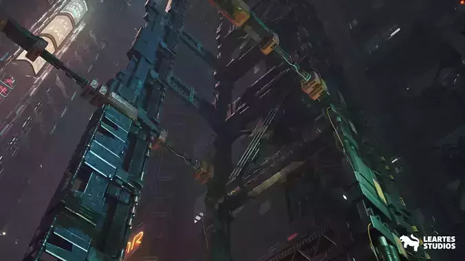 Cyberpunk Futuristic Structures Set 21 Assets 