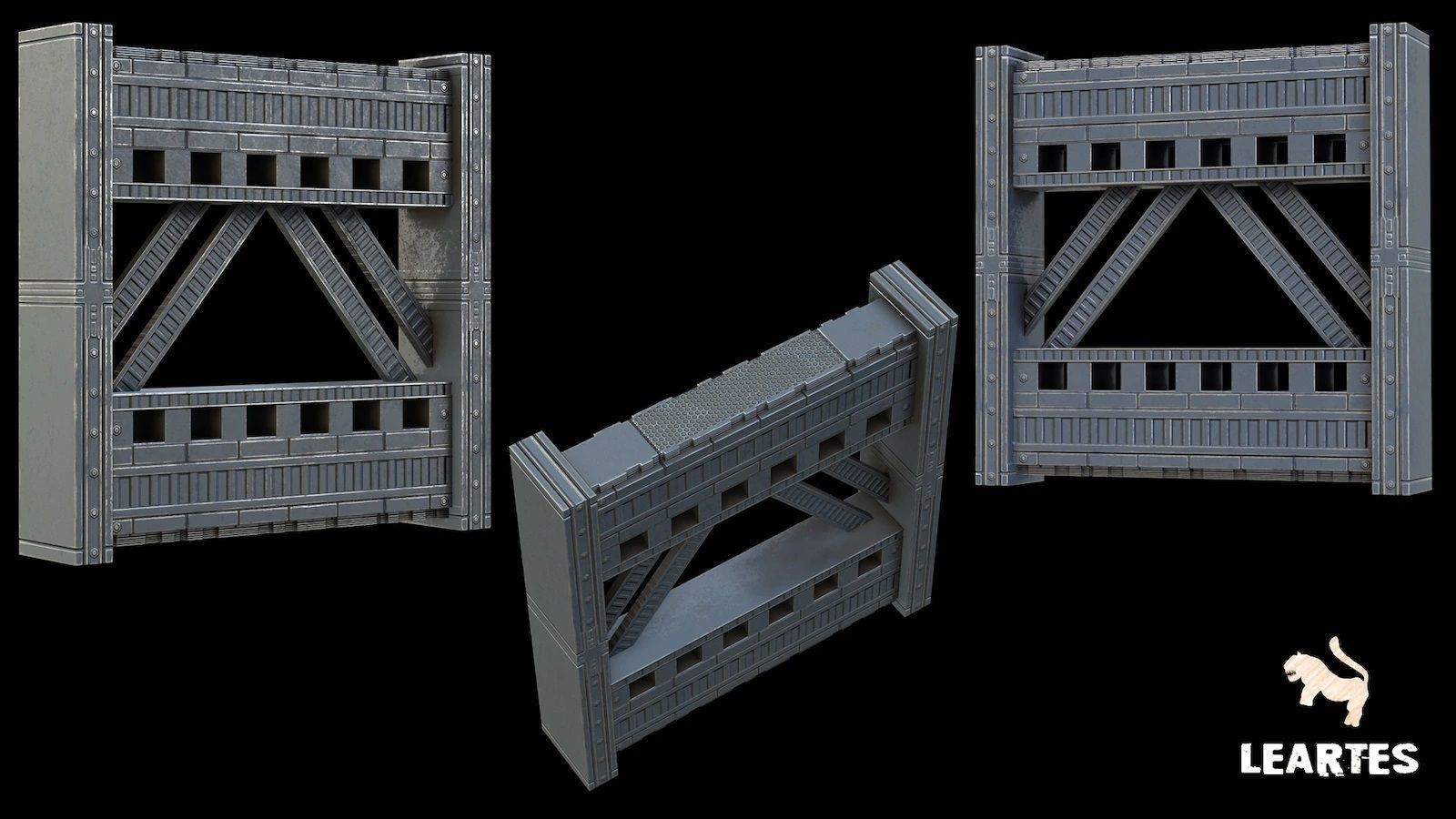 Cyberpunk Futuristic Structures Set 21 Assets  Low-poly 3D model_11