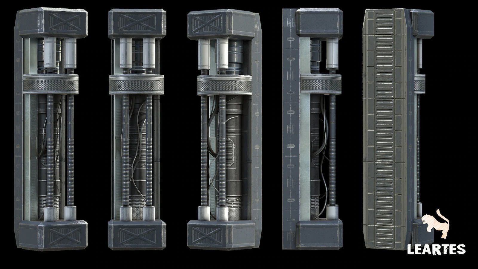 Cyberpunk Futuristic Structures Set 21 Assets  Low-poly 3D model_7