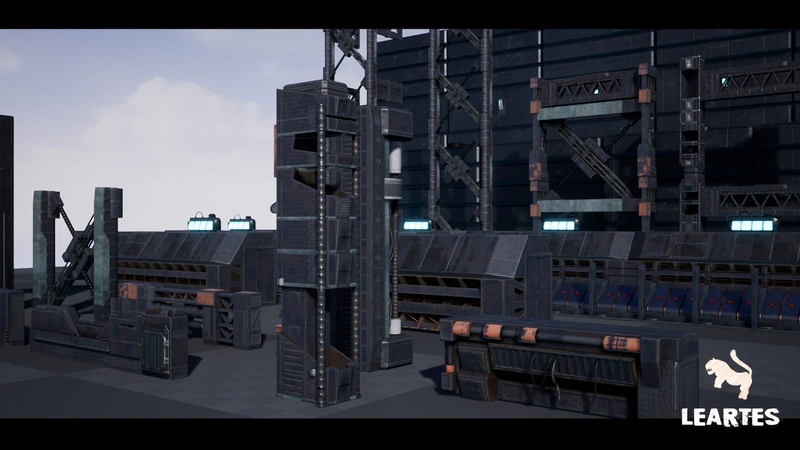 Cyberpunk Futuristic Structures Set 21 Assets  Low-poly 3D model_2