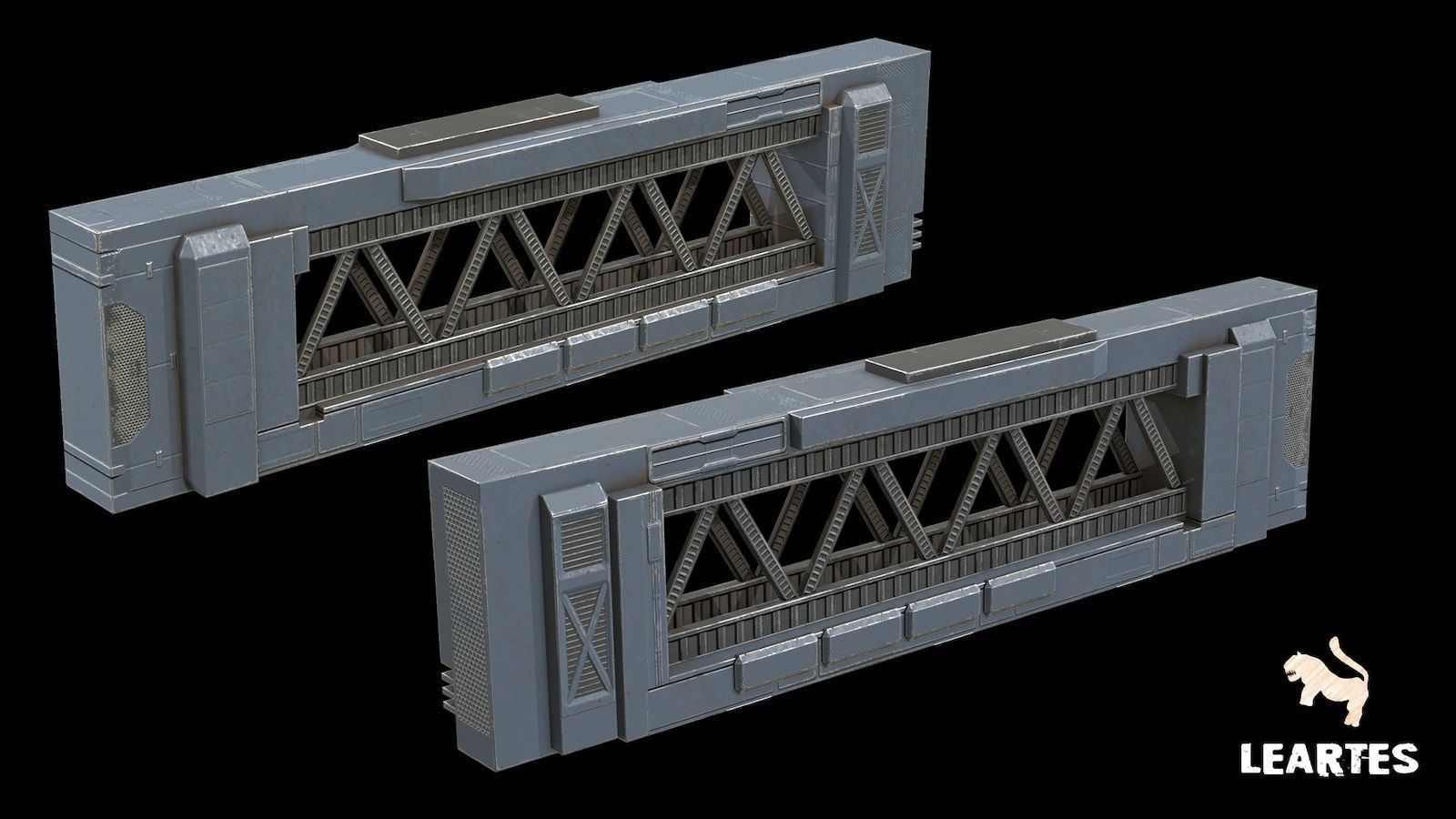 Cyberpunk Futuristic Structures Set 21 Assets  Low-poly 3D model_12