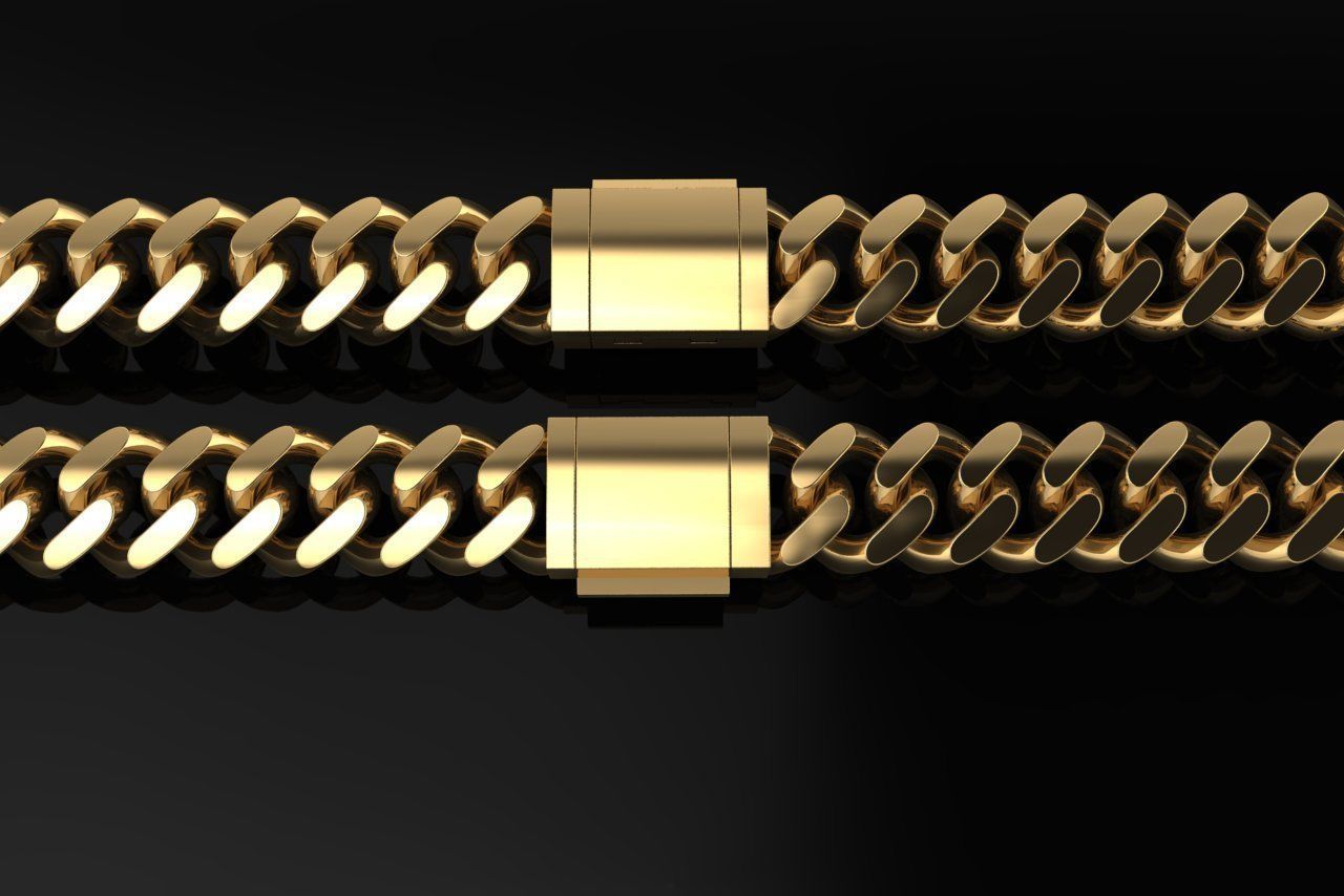 Cuban Chain Bracelet Necklace Link SIZE 9MM Width 3D print model_3