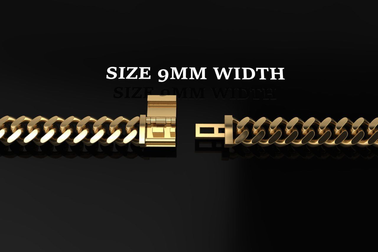 Cuban Chain Bracelet Necklace Link SIZE 9MM Width 3D print model_2