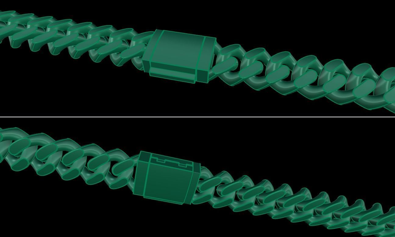 Cuban Chain Bracelet Necklace Link SIZE 9MM Width 3D print model_6