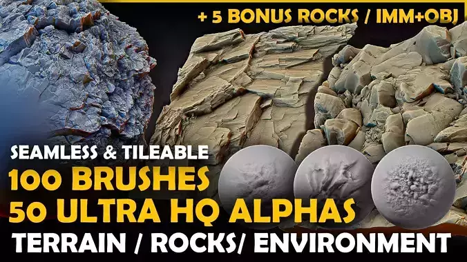 Ultra HQ Terrain Seamless Zbrush brushes and Alphas