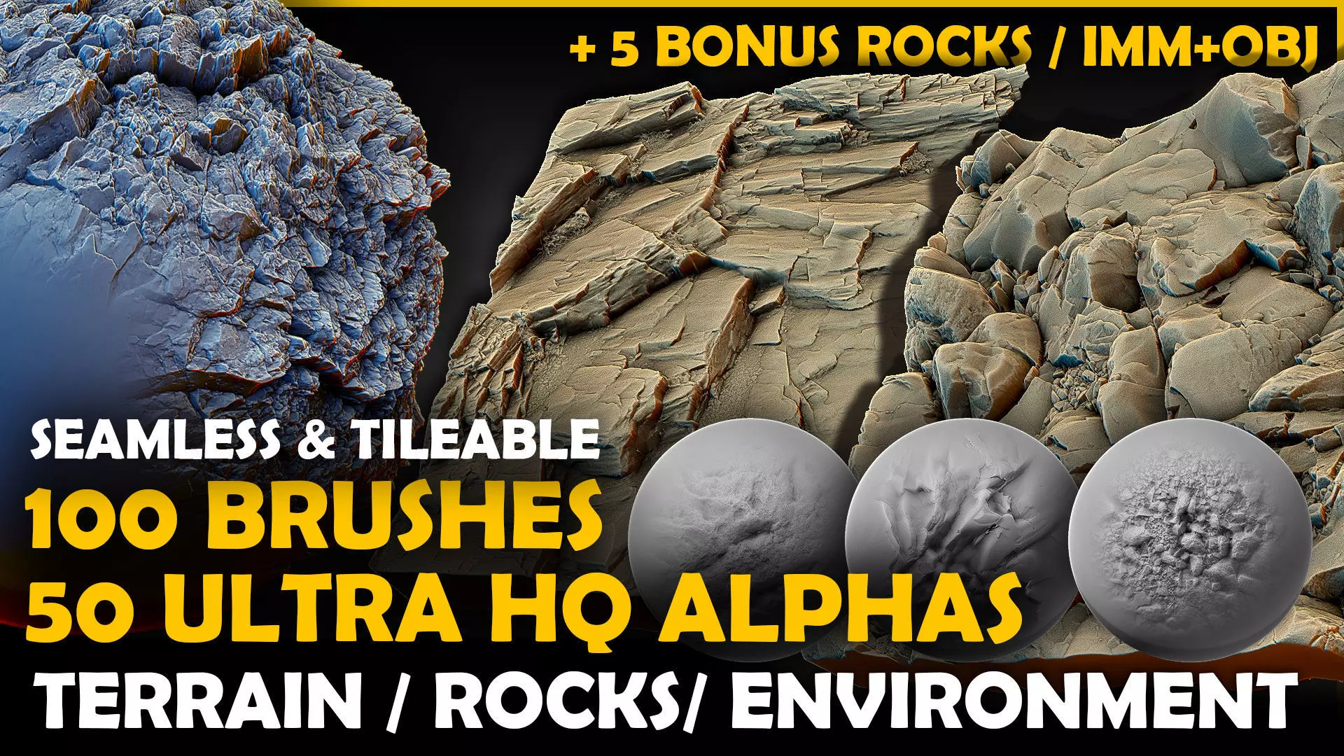 Ultra HQ Terrain Seamless Zbrush brushes and Alphas 3D model_0