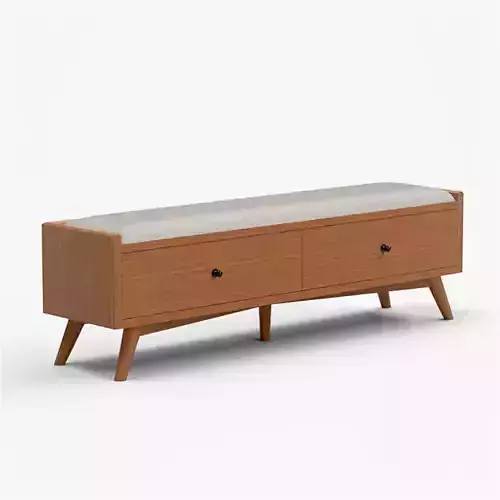 Brewton bench mahogany linen upholstered Low-poly 3D model